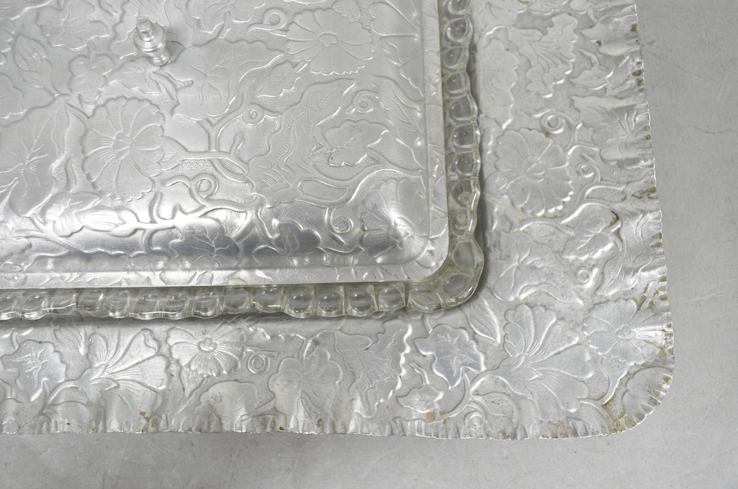Vintage Art Deco Nouveau Hammered Aluminum Vegetable Relish Serving Platter Tray
