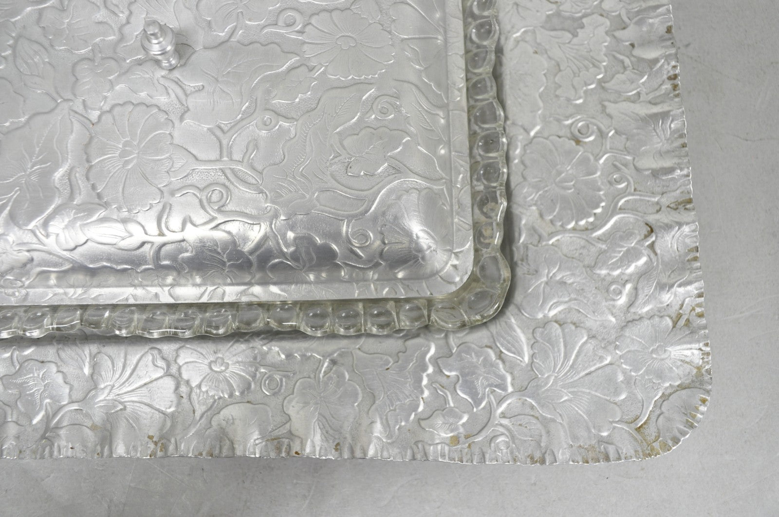 Vintage Art Deco Nouveau Hammered Aluminum Vegetable Relish Serving Platter Tray