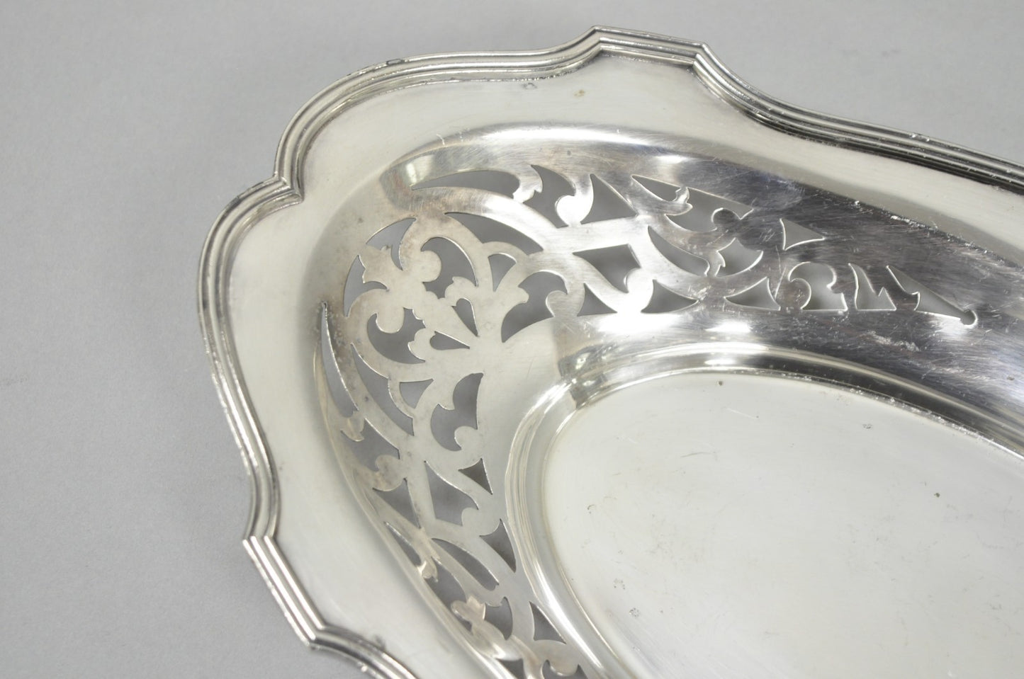 Antique Victorian Silver Plated Oval Reticulated Trinket Dish Tray by L.B.S. Co