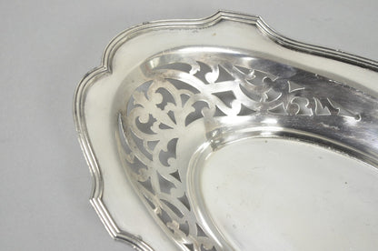 Antique Victorian Silver Plated Oval Reticulated Trinket Dish Tray by L.B.S. Co