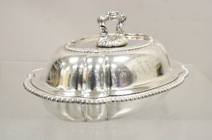 Antique GM Co Victorian Silver Plated Covered Vegetable Dish Serving Platter