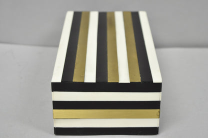 Modern Black White & Gold Bone & Brass Inlay Jewelry Trinket Box by Current Home