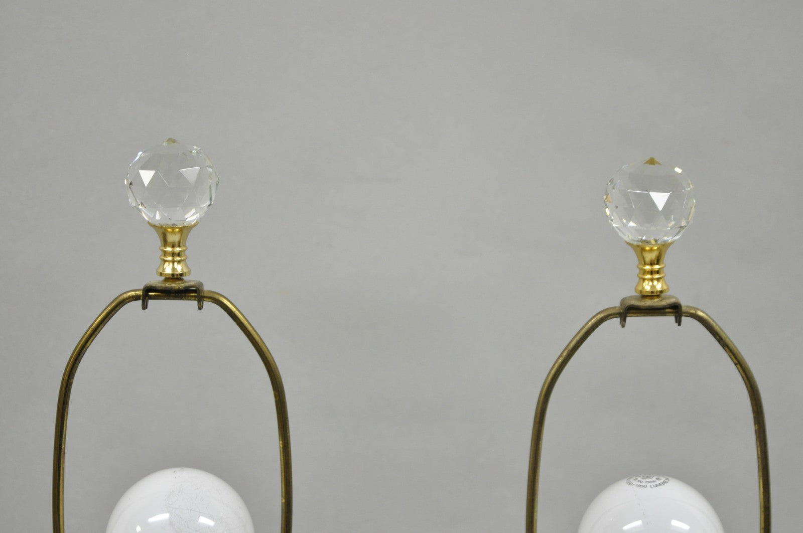 Vintage French Victorian Style Cut Crystal Glass Jardiniere Table Lamps - a Pair