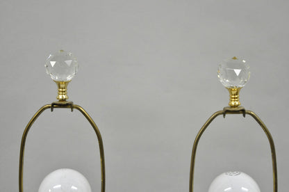 Vintage French Victorian Style Cut Crystal Glass Jardiniere Table Lamps - a Pair