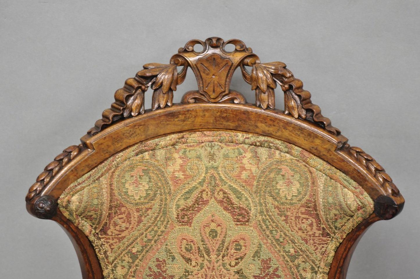 Antique Eastlake Victorian Carved Burl Walnut Parlor Set Sofa & 2 Chairs - 3 Pcs