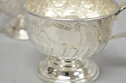 Vintage English Sheffield Kentshire Silver Plated Punch Bowl Set w 12 Footed Cup