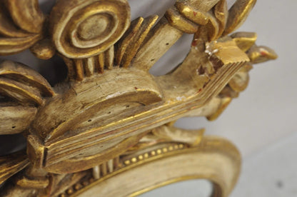 Antique Italian Regency Carved Wood Round Cream & Gold Wall Mirror by M Grieve