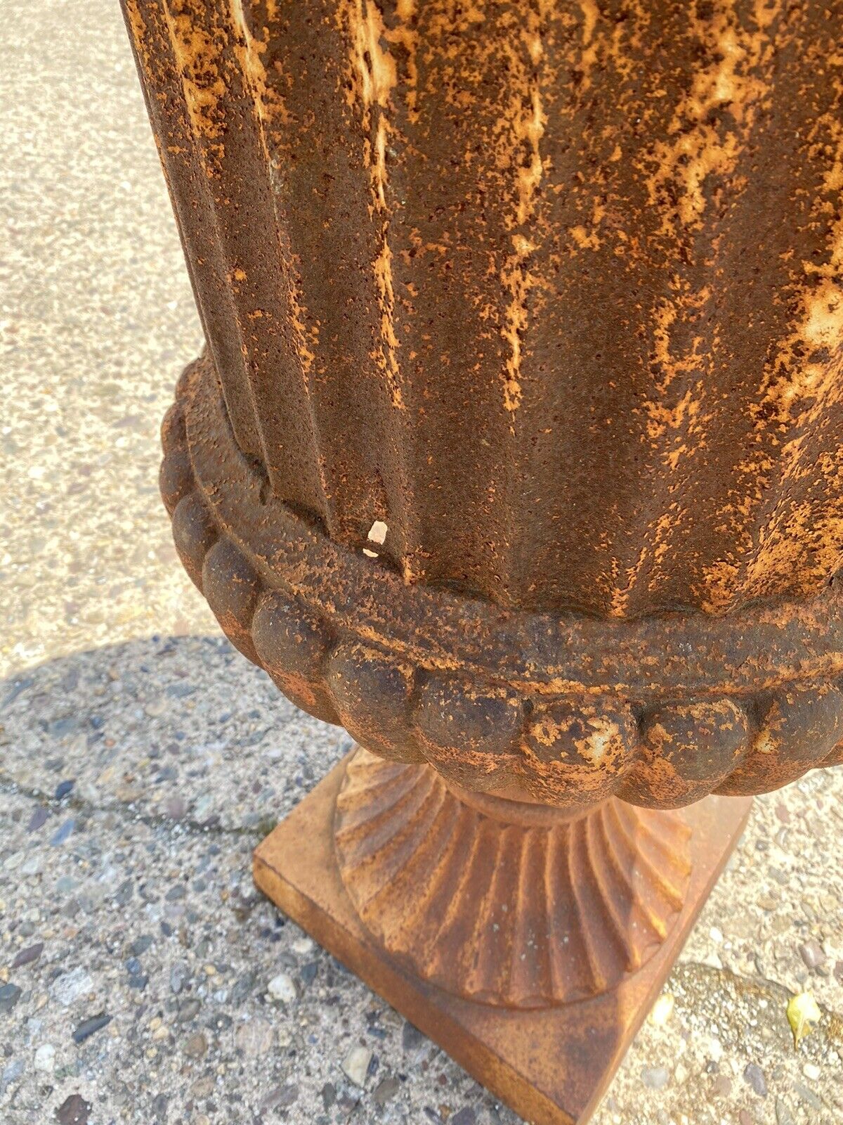 Large Cast Iron 40" Tall French Campana Urn Style Fluted Outdoor Garden Planter