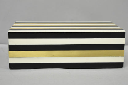 Modern Black White & Gold Bone & Brass Inlay Jewelry Trinket Box by Current Home