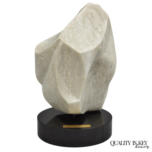 Morton Gaffin Untitled 1992 Modernist Carved White Alabaster Abstract Sculpture