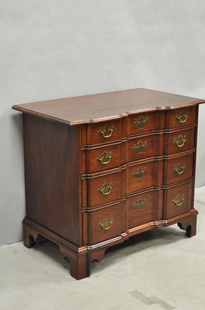 Vintage Chippendale Style Solid Mahogany Block Front Bachelor Chest of Drawers