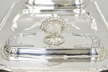 Vintage Victorian Silver Plated Meat Serving Platter Tray w/ Covered Dishes