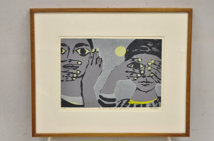 Robert Cariola "See not, Hear not, Speak not" Serigraph Print Mid Century Art