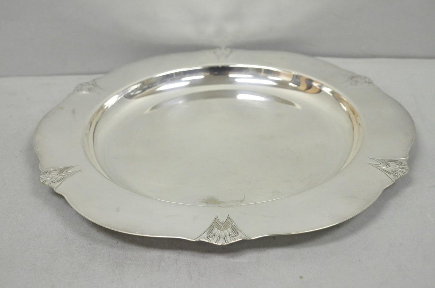 Vintage Victor SP Co Art Deco Silver Plated Charger Serving Dish Platter Plate