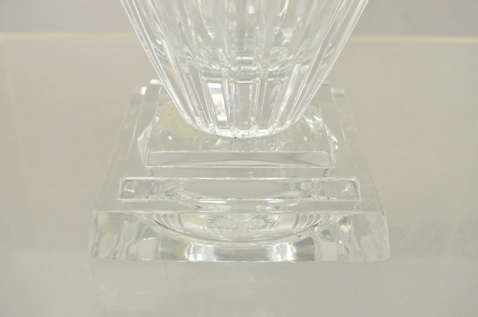 Vintage Modern Lead Crystal Glass 12" Fluted Flower Vase, Poland