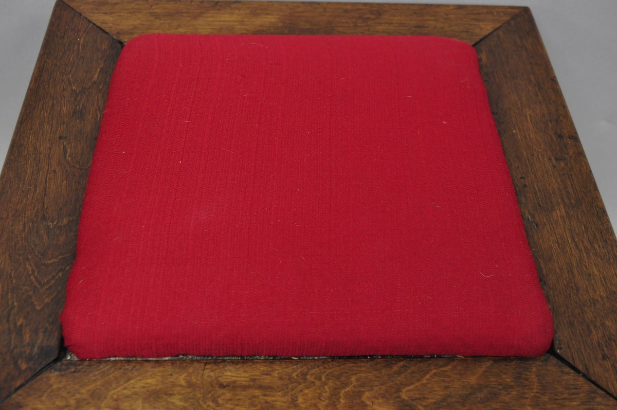 Antique Flip Top Georgian Chippendale Style Mahogany Shoe Shine Box Footstool