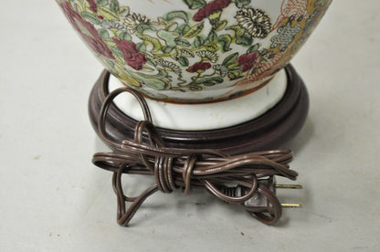 Vintage Oriental Porcelain Chinese Ginger Jar Vase Brass Chinoiserie Table Lamp