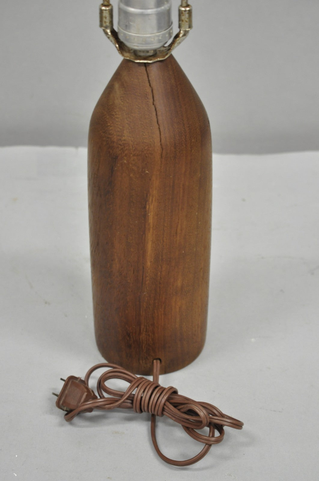 Vintage Mid Century Danish Modern Small Solid Teak Wood "Bottle" Form Table Lamp