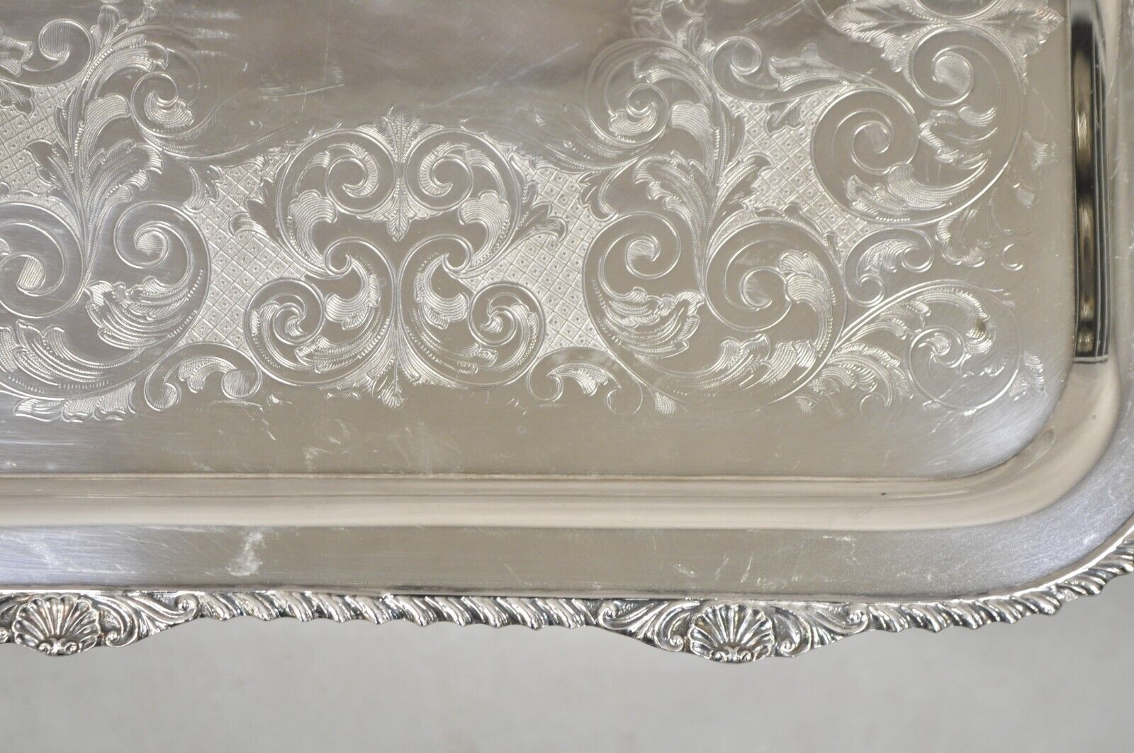 Vintage Marlboro Victorian Style Silver Plated Butlers Serving Platter Tray