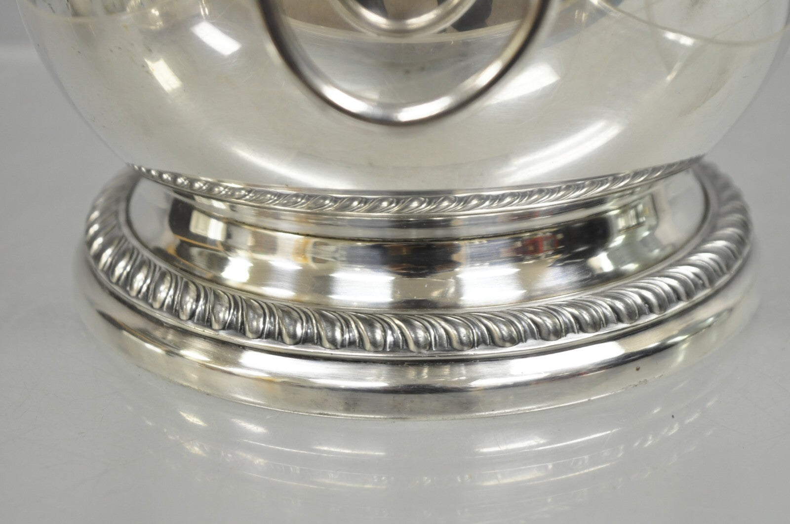 Vintage English Regency Silver Plated Lion Head Lidded Ice Bucket by Poole