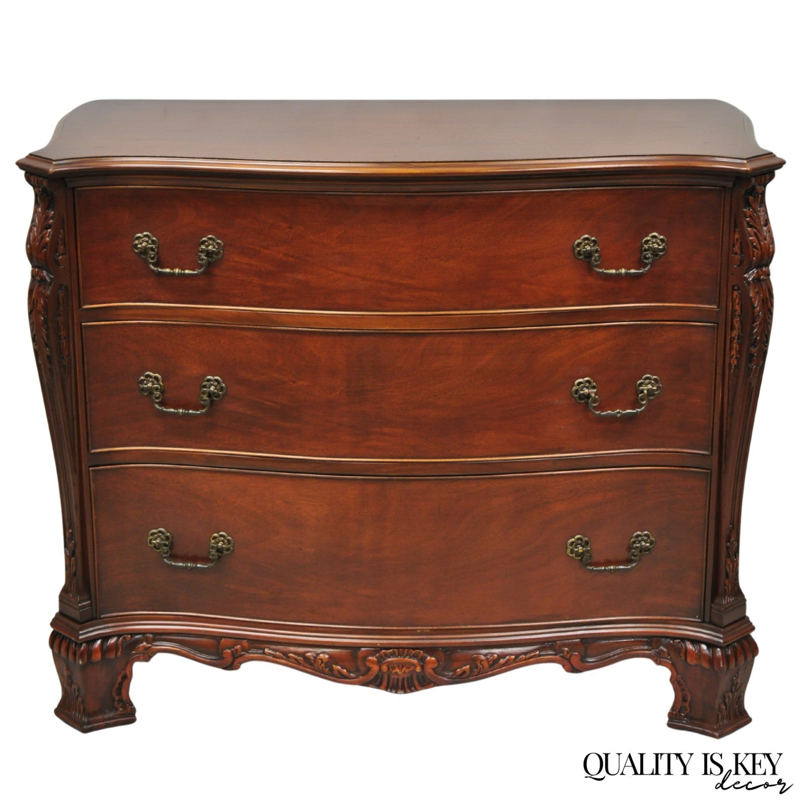 Vintage Georgian Mahogany Bow Front Server Chest Commode Dresser by John Stuart