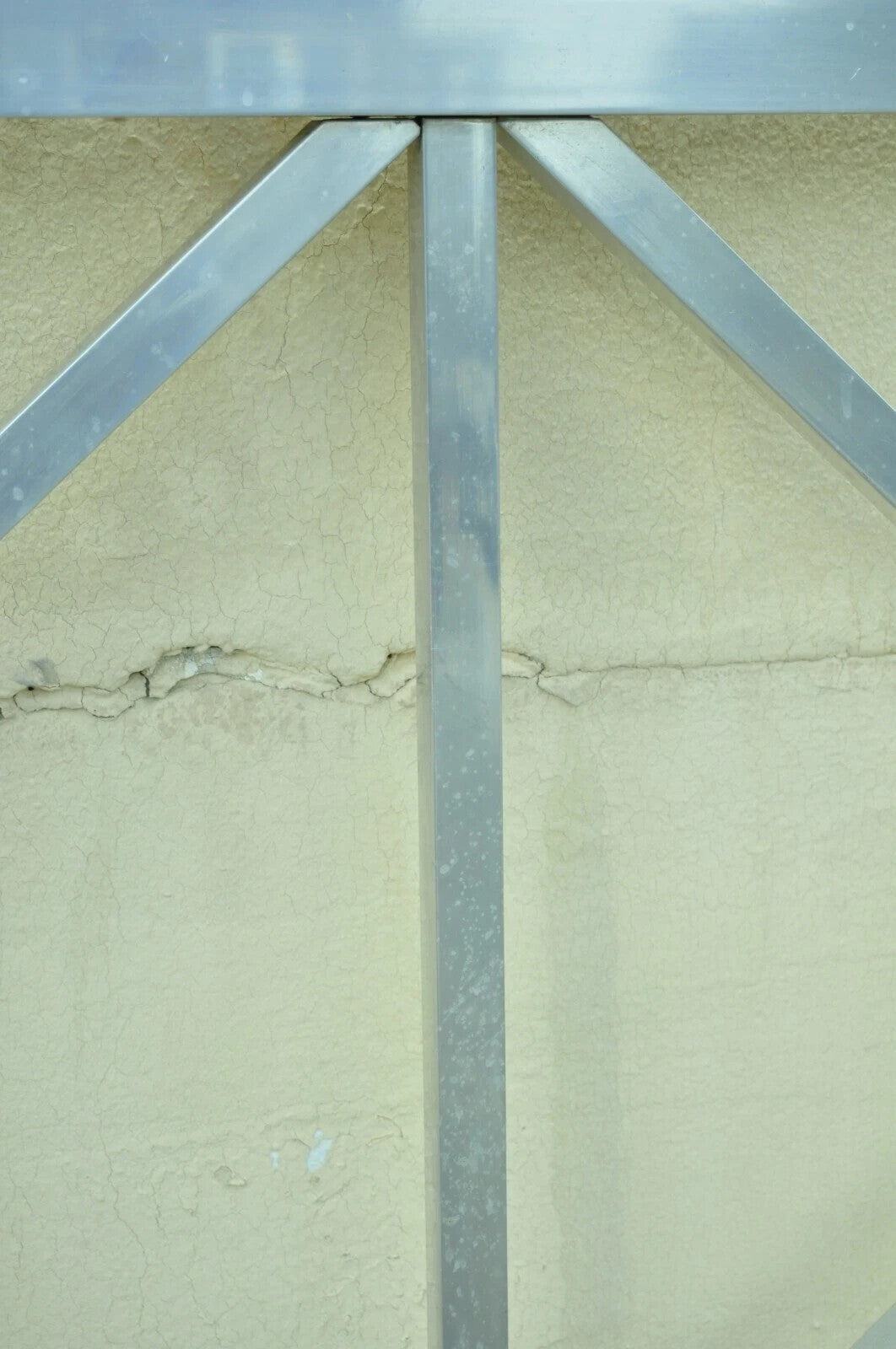 Mid Century Modern Aluminum Metal Finial Post X-Frame Queen Size Bed Headboard