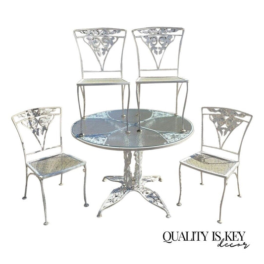 Russell Woodard Orleans Pattern Wrought Iron Patio Garden Dining Set - 5 Pc Set