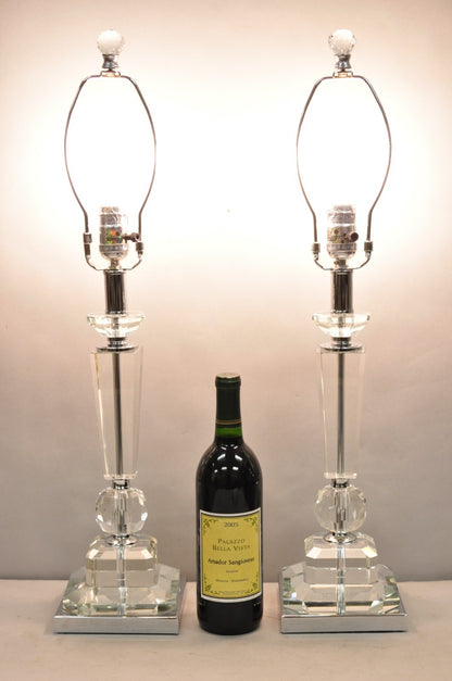 Contemporary Modern Hollywood Regency Glamorous Lead Crystal Table Lamp - a Pair