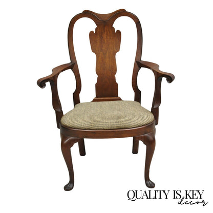 Vintage Saybolt Cleland Queen Anne Style Solid Mahogany Wide Armchair