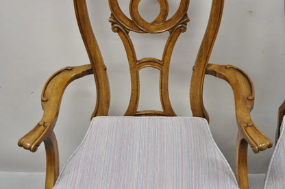 Vintage Italian Baroque Rococo Carved Wood Fretwork Dining Chairs - Set of 6