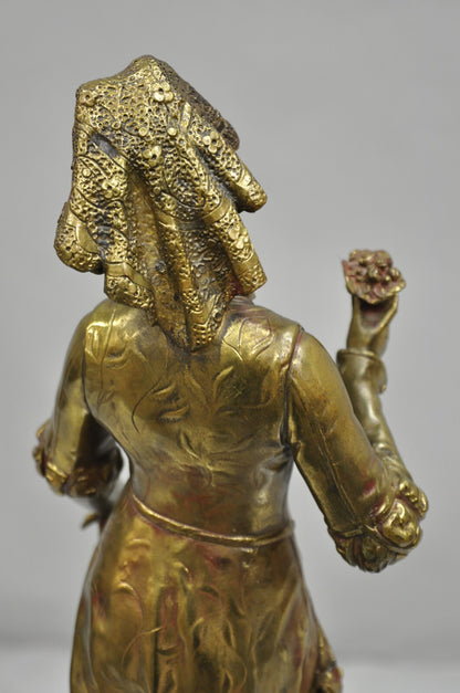 Antique French Victorian 18" Bronze Maiden Sculpture after Adrien Etienne Gaudez