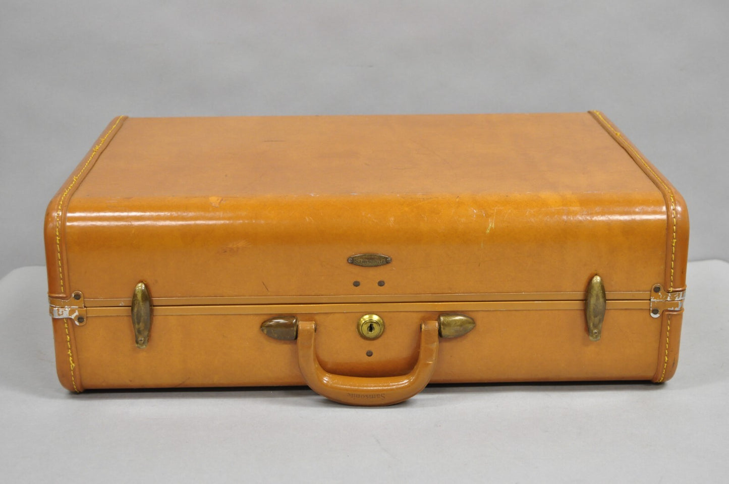 Vintage Samsonite Art Deco Brown Leather Hardcase 21" Suitcase Luggage Bag