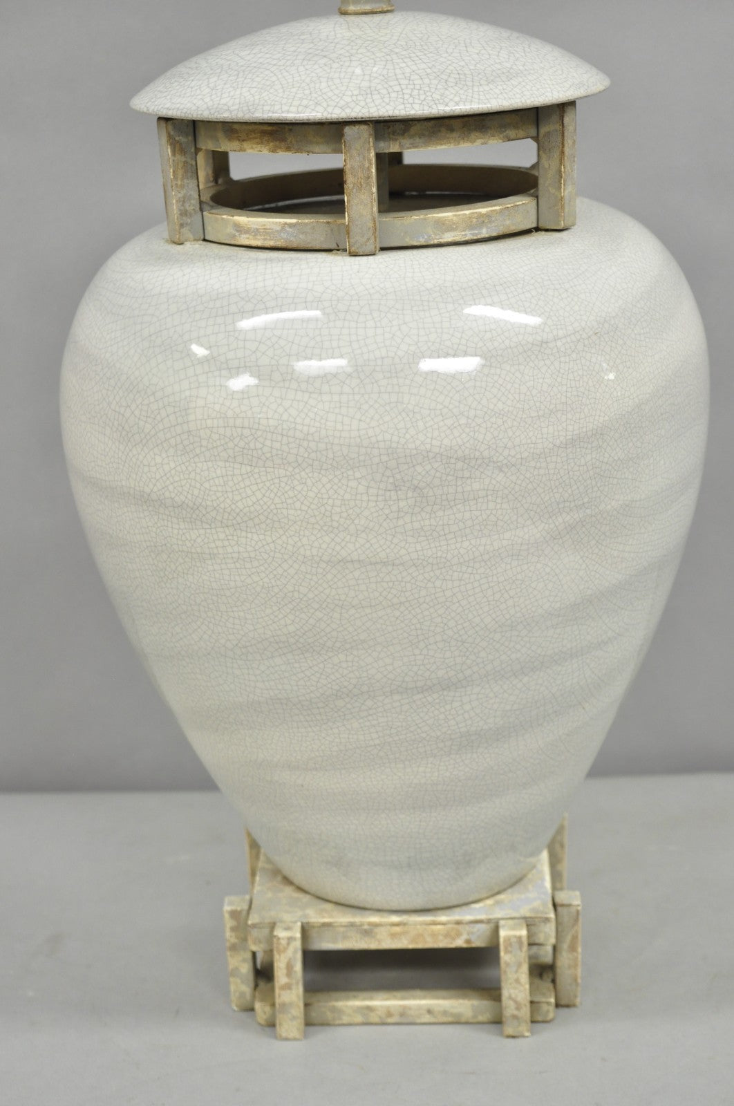 Vintage Contemporary Architectural Ginger Jar Ceramic Porcelain Table Lamp