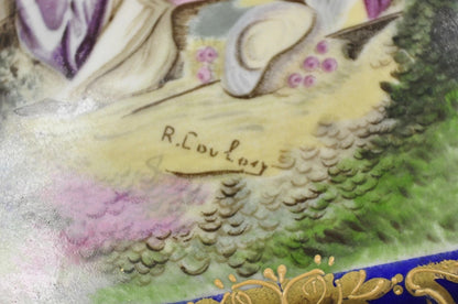 Antique French Victorian Porcelain Hand Painted Hinged Jewelry Trinket Box