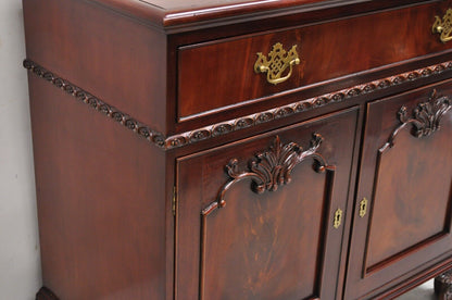 Georgian Chippendale Style Carved Mahogany One Drawer Server Cabinet Buffet