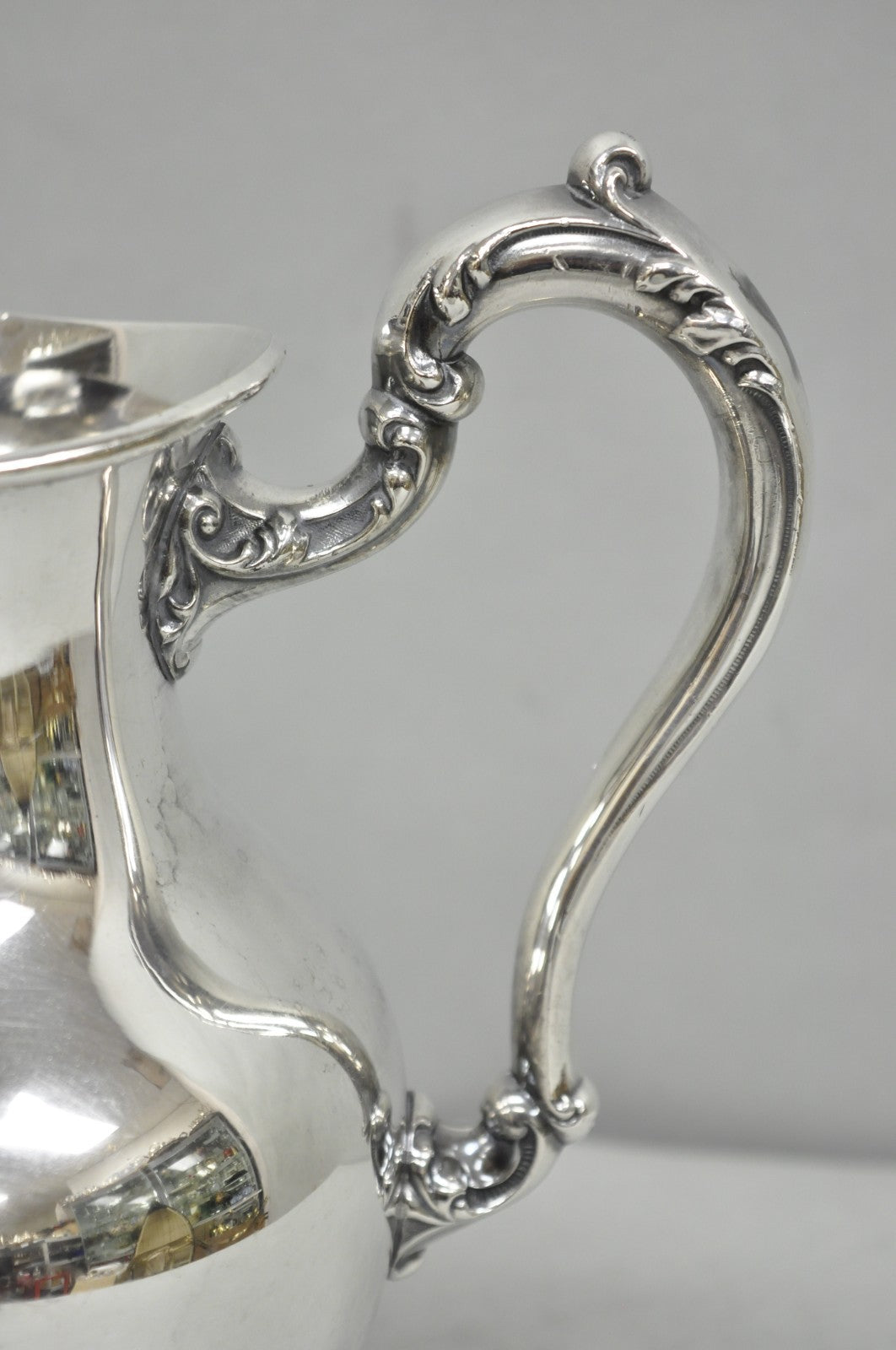 Vintage Poole Victorian Silver Plated Bulbous Footed Water Pitcher w/ Ice Lip