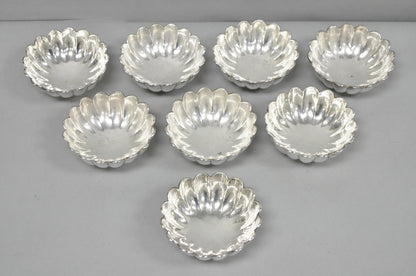 Vintage Regency Style Silver Plated Scalloped Stacking Nut Dish Bowl - Set of 8
