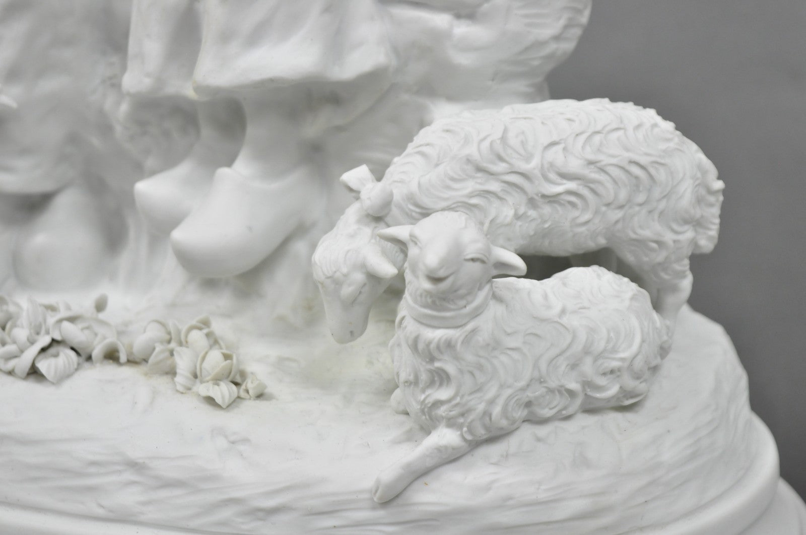 Joseph D'Aste "Les Bergers" French Samson Bisque Porcelain Sculpture Table Lamp