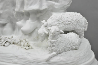 Joseph D'Aste "Les Bergers" French Samson Bisque Porcelain Sculpture Table Lamp