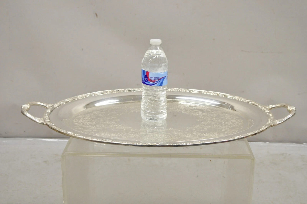 WM Rogers & Son Victorian Rose 1982 Silver Plated Oval Serving Platter Tray