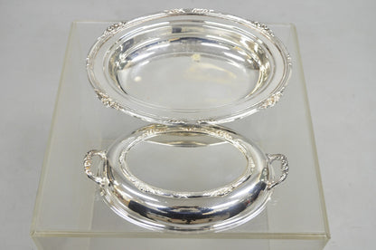 Vintage English Silver Mfg Silver Plated Covered Vegetable Serving Dish On Feet