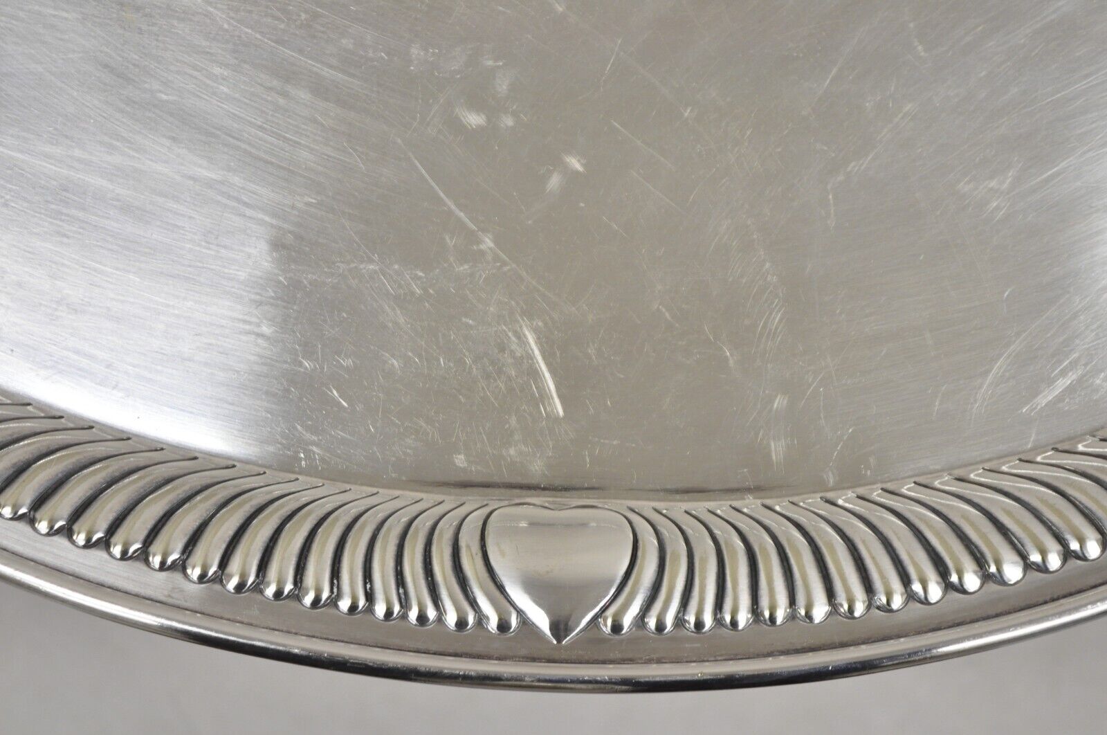 Antique English Edwardian Eagle & Crown Engraved Oval Serving Platter Tray