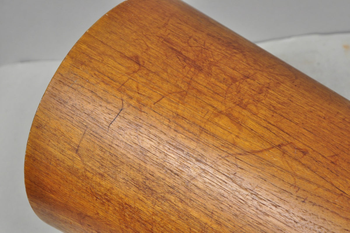 Vintage Mid Century Danish Modern Teak Wood Modernist Wastebasket Trash Can