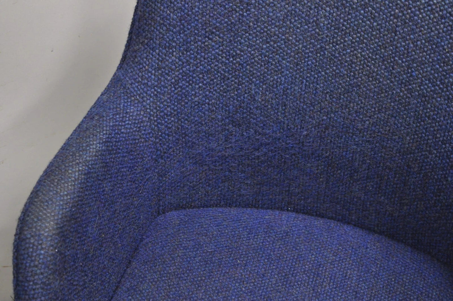 Vintage Mid Century Modern Blue Upholstered Chrome Swivel Base Club Chair - Pair