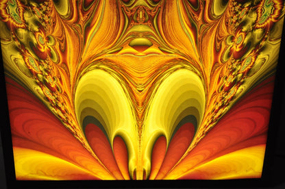 Vintage 1990s Illuminated Shadowbox Psychedelic Wall Art Framed Poster 30x24