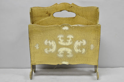 Vintage Italian Hollywood Regency Gold Cast Plastic Magazine Rack Stand