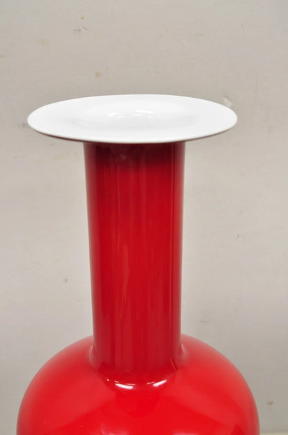 Vintage Mid Century Modern Gulvase by Otto Brauer Holmegaard Red Art Glass Vase