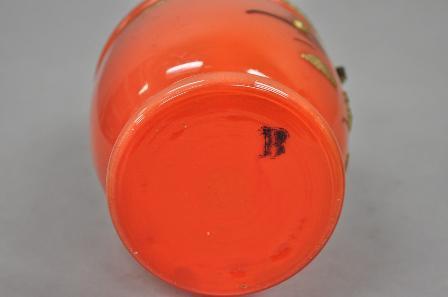 Art Deco Czech Glass Egg Orange Coralene Hinged Liquor Tantalus Cordial Set