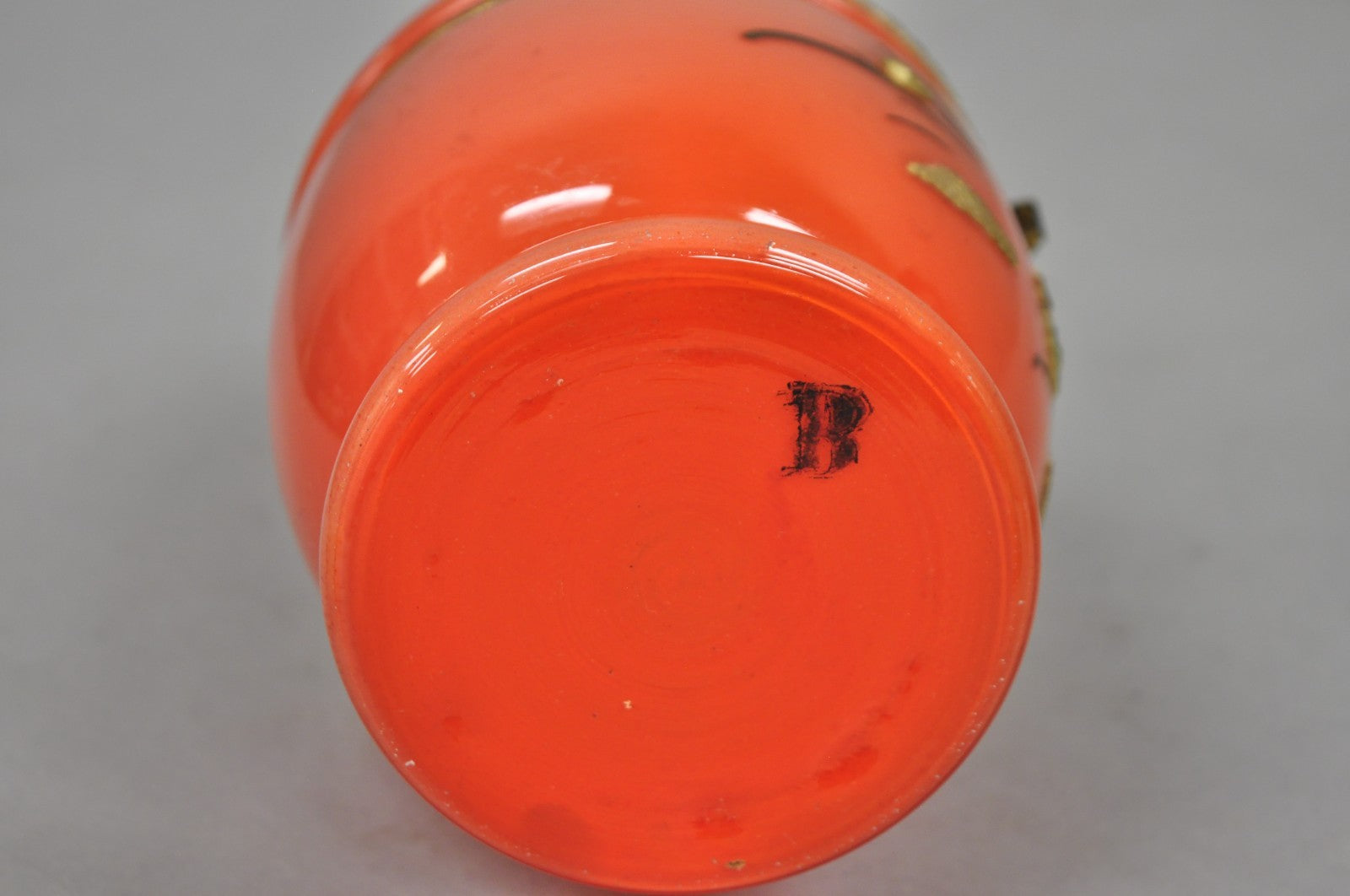 Art Deco Czech Glass Egg Orange Coralene Hinged Liquor Tantalus Cordial Set