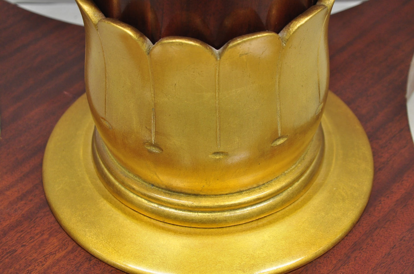 Vintage French Regency Style Mahogany & Gold Gilt Plume Table Pedestal Base (B)